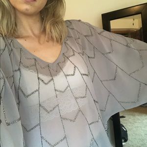 STUNNING lilac gray/silver embellished tunic